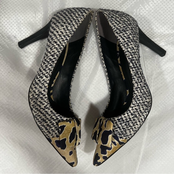Tory Burch Cleo Tweed & Silk Bow Pump Women’s Sz 7.5 - Picture 5 of 13
